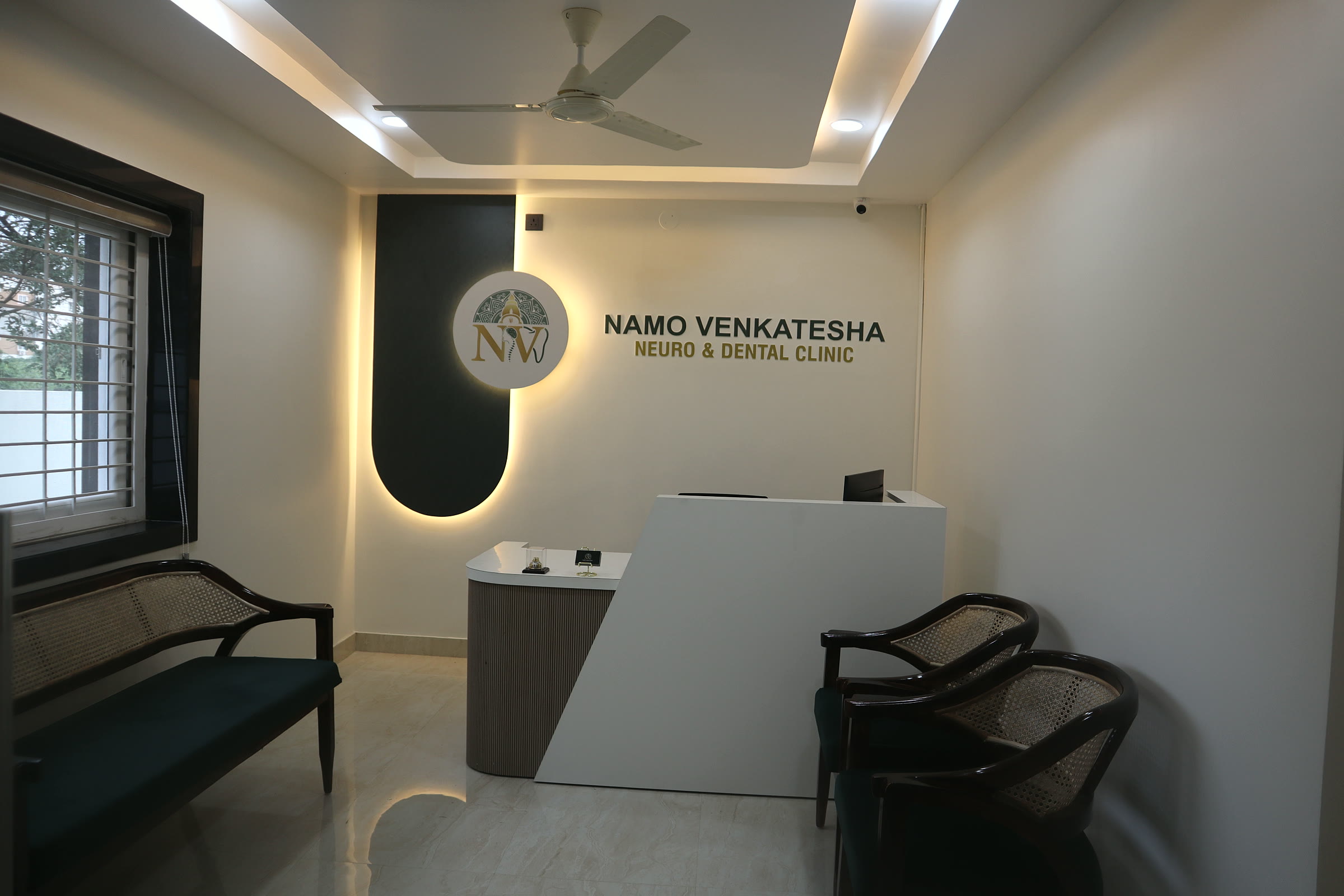 Reception area at NV Dental Clinic in Kapra
